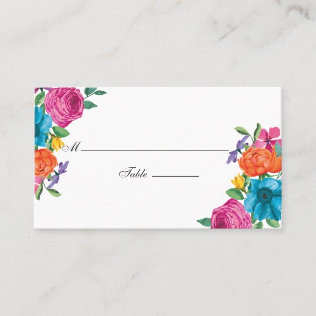 Tarjeta De Mesa Boda de Fiesta floral acuarela (Anverso)