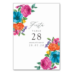 Tarjeta De Mesa Boda de Fiesta floral acuarela