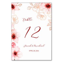 Tarjeta De Mesa Boda de Flor de Cerezo