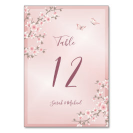 Tarjeta De Mesa Boda de Flor de Cerezo Rosa Rubor