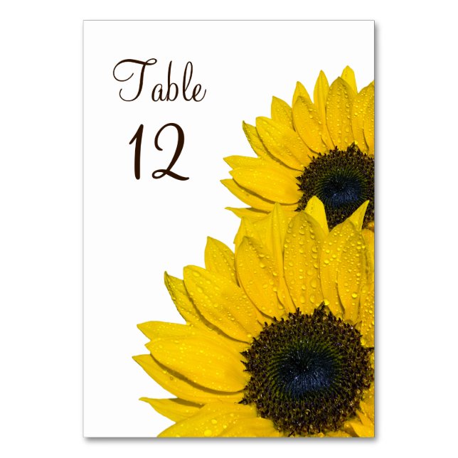 Tarjeta De Mesa Boda de flor de girasol amarillo marrón (Anverso)