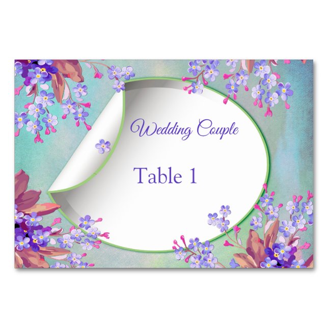 Tarjeta De Mesa Boda de flor de lavanda lila (Anverso)