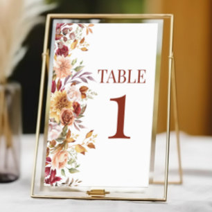 Tarjeta De Mesa Boda de Flor Floral Beige-Borgoña Caída