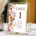 Tarjeta De Mesa Boda de Flor Floral Beige-Borgoña Caída<br><div class="desc">¡Esto es un número de tabla de Boda de flores florales de color beige marrón marrón oscuro con nombres!</div>