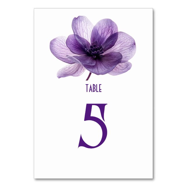 Tarjeta De Mesa Boda de Flor Morado Gorgoso (Anverso)
