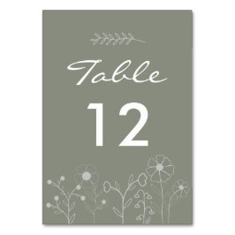 Tarjeta De Mesa Boda de Flor Silvestre Boho Botanical Sage Green