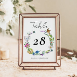 Tarjeta De Mesa Boda de Flor Silvestre Brillante