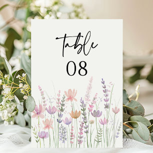 Tarjeta De Mesa Boda de Flor Silvestre con Pastel Suave