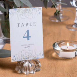 Tarjeta De Mesa Boda de Flor Silvestre Periwinkle Azul