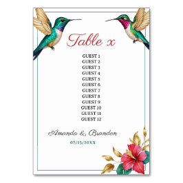 Tarjeta De Mesa Boda de Flor Tropical Rojo