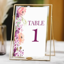Tarjeta De Mesa Boda de flor violeta magenta púrpura