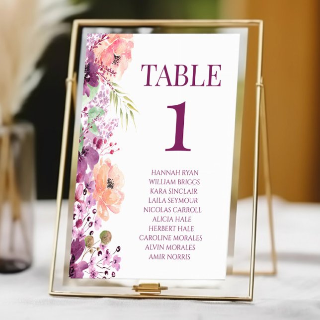 Tarjeta De Mesa Boda de flor violeta magenta púrpura (Subido por el creador)