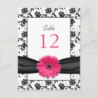 Tarjeta de mesa Boda de floral blanca rosada Daisy