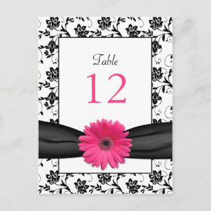 Tarjeta de mesa Boda de floral blanca rosada Daisy
