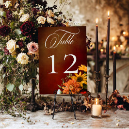 Tarjeta De Mesa Boda de Floral Oscuro Elegante Verano Sunset