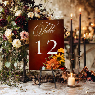 Tarjeta De Mesa Boda de Floral Oscuro Elegante Verano Sunset