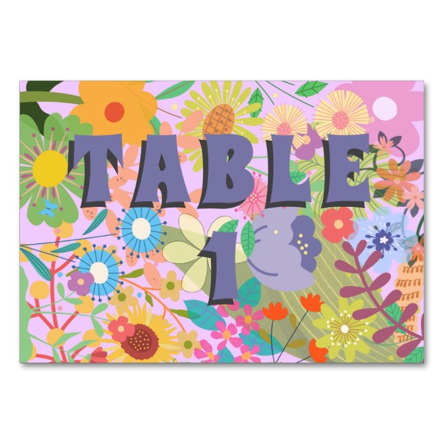 Tarjeta De Mesa Boda de flores (Anverso)