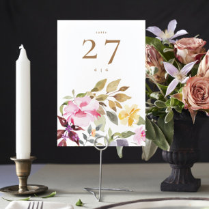 Tarjeta De Mesa Boda de flores acuarelas felices