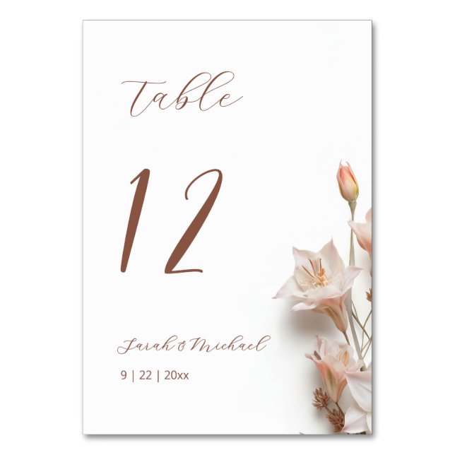 Tarjeta De Mesa Boda de flores boho en 3D (Reverso)