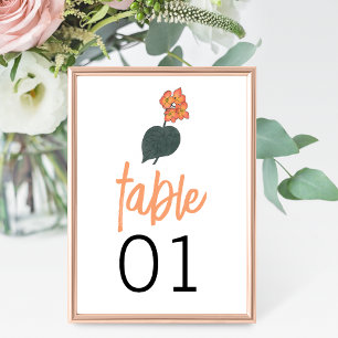 Tarjeta De Mesa Boda de flores de Begonia minimalista