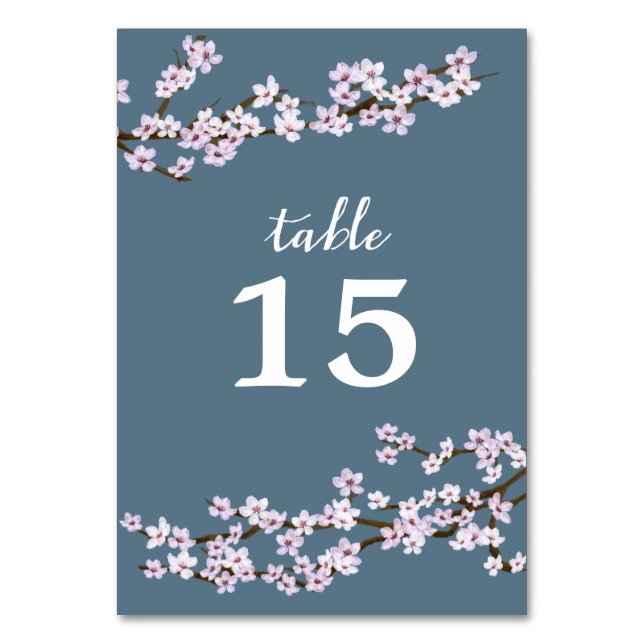 Tarjeta De Mesa Boda de flores de cerezo pintadas (Reverso)