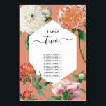 Tarjeta De Mesa Boda de flores de color rosa de rosa de cada color<br><div class="desc">Un hermoso diseño de boda de flores de melocotón y peonías rosadas con marco geométrico de oro. Un diseño único que utiliza flores de peonía botánica vintage en tonos melocotón y rosa. Un elegante diseño floral de durazno y peonías rosadas con un toque de vegetación. Un diseño de número de...</div>