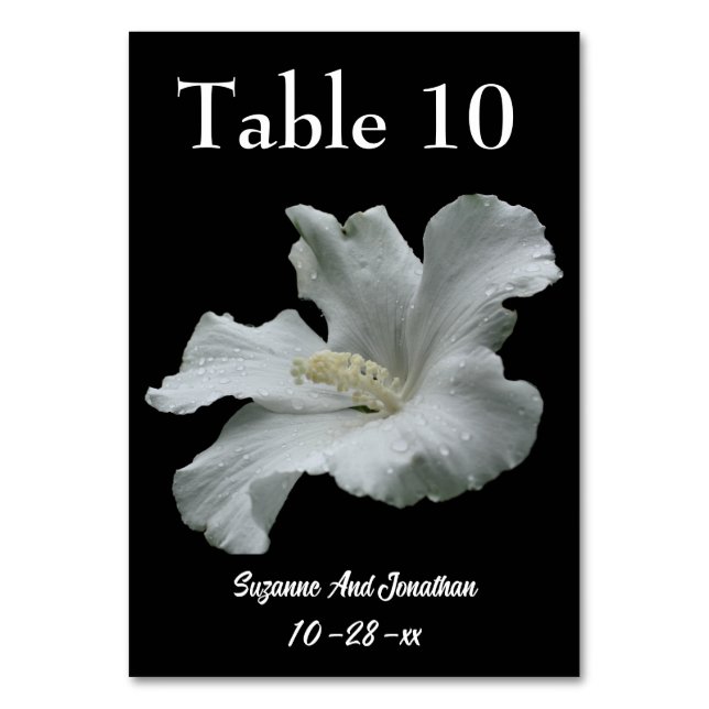 Tarjeta De Mesa Boda de flores de Hibiscus blanco (Anverso)