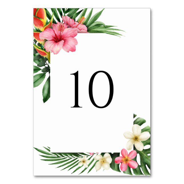 Tarjeta De Mesa Boda de flores de jardín tropical exuberante (Anverso)