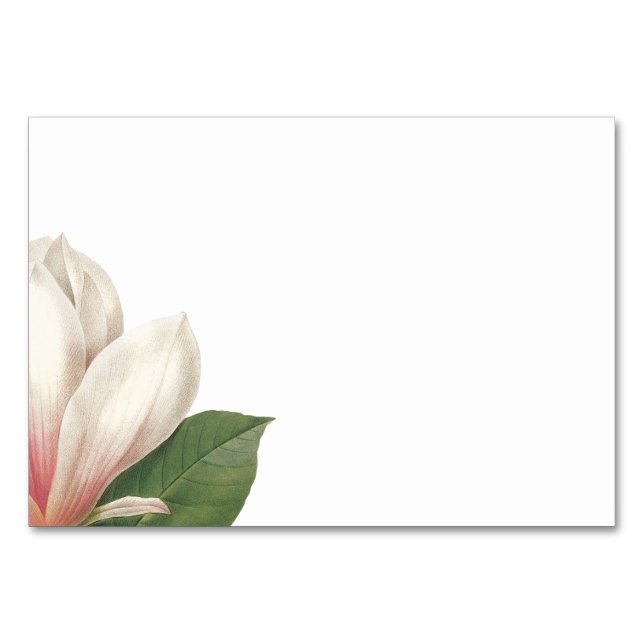 Tarjeta De Mesa Boda de Flores de Magnolia del Sur | Rosa y blanco (Anverso)