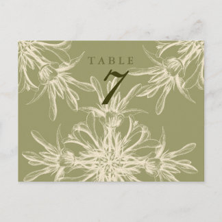 Tarjeta de mesa Boda de flores de oliva antigua