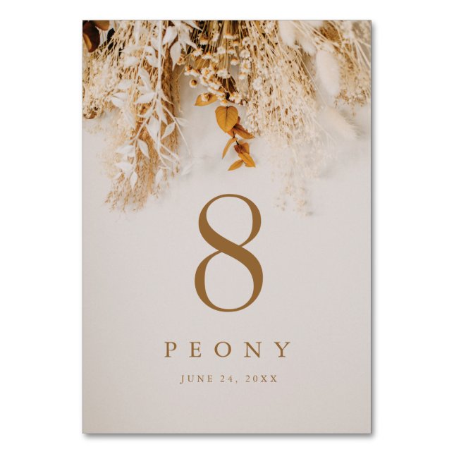 Tarjeta De Mesa Boda de flores de otoño boho (Anverso)