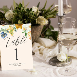 Tarjeta De Mesa Boda de flores de primavera floral color de agua b