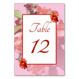 Tarjeta De Mesa Boda de flores de quinceañera roja y rosa