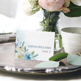 Tarjeta de mesa Boda de flores de Rosa azul turbio