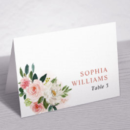 Tarjeta de mesa Boda de flores de rosa rosa Rubor