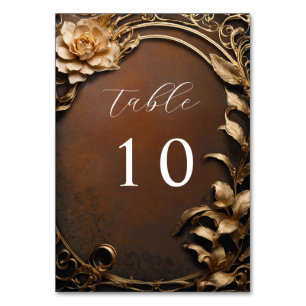 Tarjeta De Mesa Boda de flores doradas de época