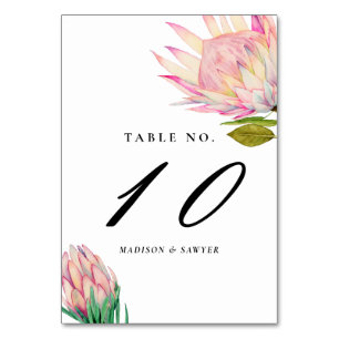 Tarjeta De Mesa Boda de flores exóticas rosadas