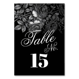 Tarjeta De Mesa Boda de flores monocromáticas góticas en blanco y 