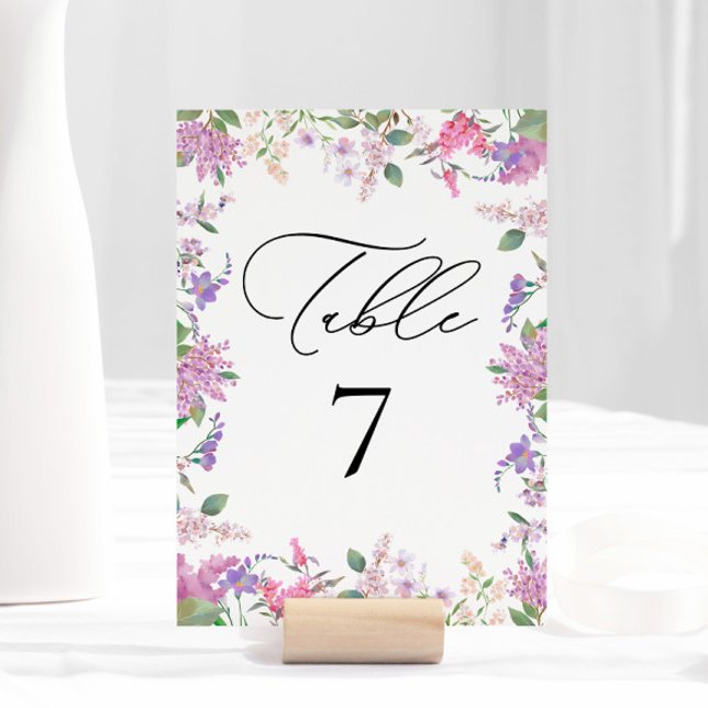Tarjeta De Mesa Boda de flores moradas de lavanda de Moda moderna (Subido por el creador)