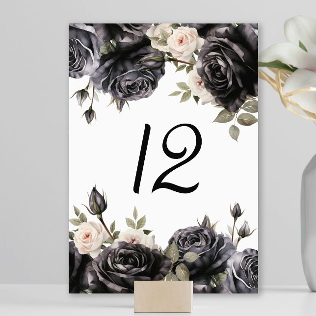 Tarjeta De Mesa Boda de flores negras de época gótica (Subido por el creador)