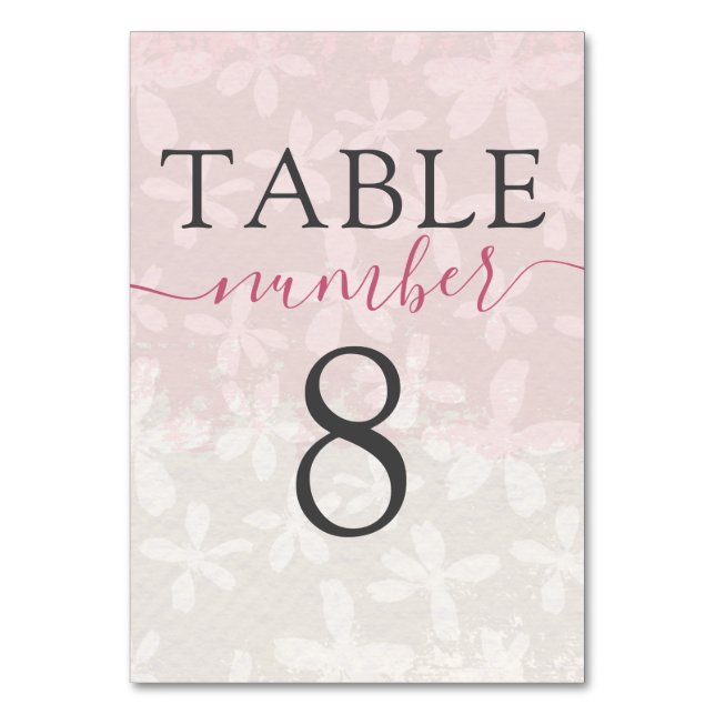 Tarjeta De Mesa Boda de flores rosadas Boho lindas (Reverso)
