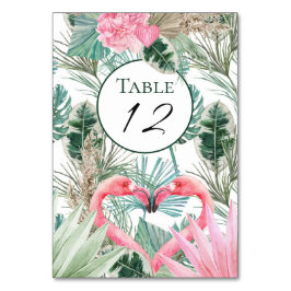 Tarjeta De Mesa Boda de Flores Rosadas Tropicales