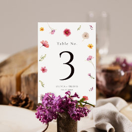 Tarjeta De Mesa Boda de flores silvestres