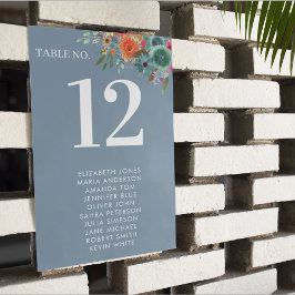 Tarjeta De Mesa Boda de flores silvestres azules de jardín floral 