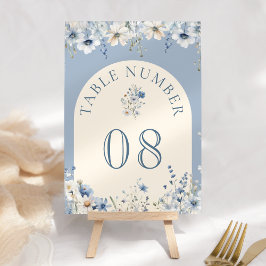 Tarjeta De Mesa Boda de flores silvestres bohemias azul polvorient