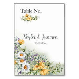 Tarjeta De Mesa Boda de flores silvestres coloridas