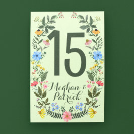 Tarjeta De Mesa Boda de flores silvestres coloridas