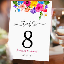 Tarjeta De Mesa boda de flores silvestres coloridas de moda
