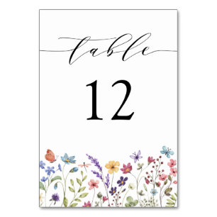 Tarjeta De Mesa Boda de flores silvestres de primavera y verano