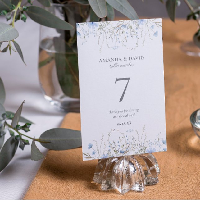 Tarjeta De Mesa Boda de flores silvestres de vincapervinca azul (Subido por el creador)